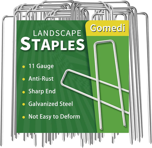 Landscape Staples 6 Inch 60 Pack, Garden Stakes Galvanized Garden Staples 11 Gauge, Plant Cover Stakes for Lawn Weed Barrier