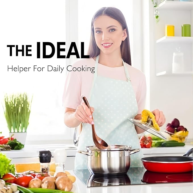 Wooden Spoons for Cooking 9 Pieces Set, Teak Wooden Kitchen Utensil Set, Wooden Cooking Utensils Spoons, Spatulas, Heat-Resistant, Lightweight & Durable, Perfect for Non-Stick Cookware