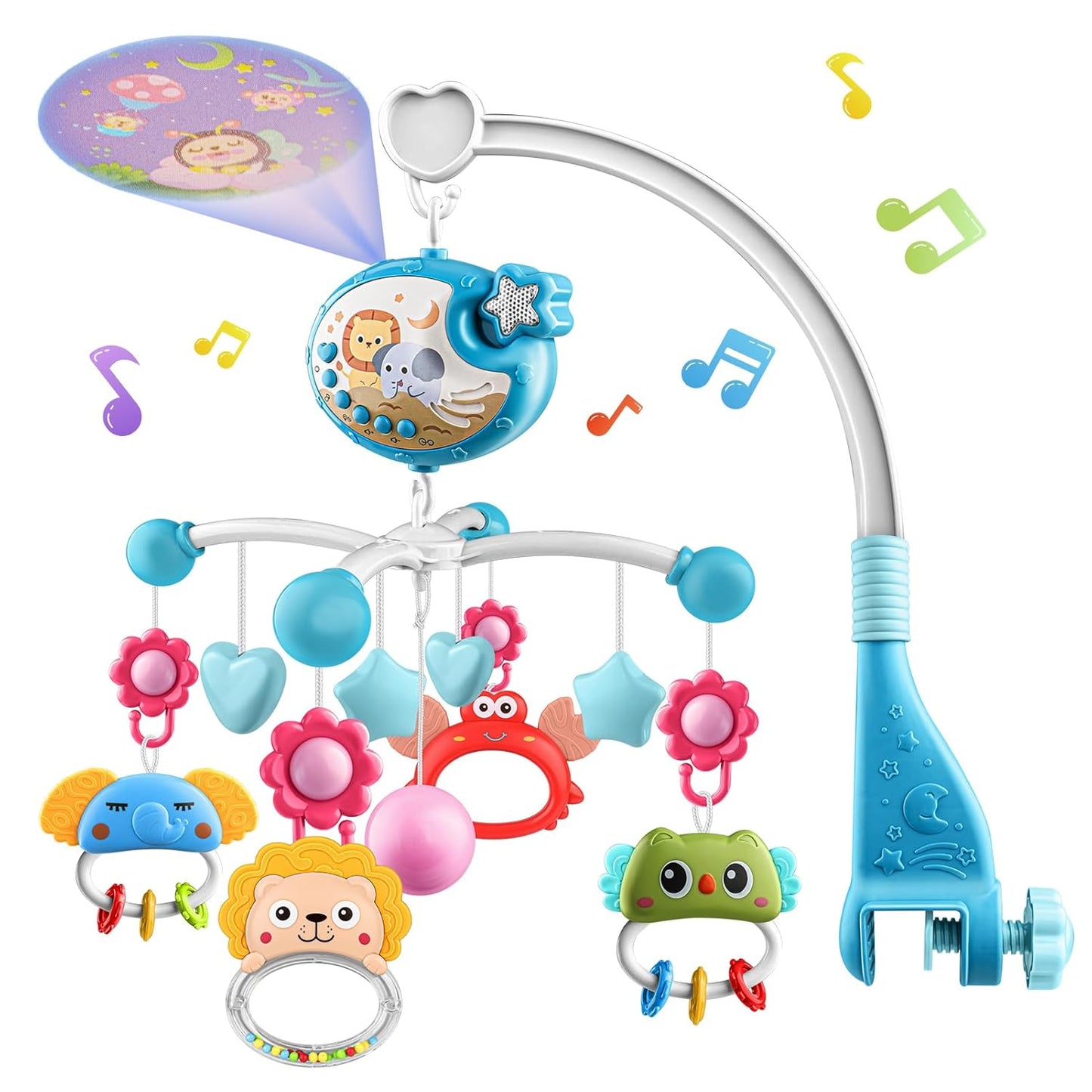 nicknack Baby Mobile for Crib Toys with Music and Lights, Baby Crib Mobile for Infants 0-6 Months