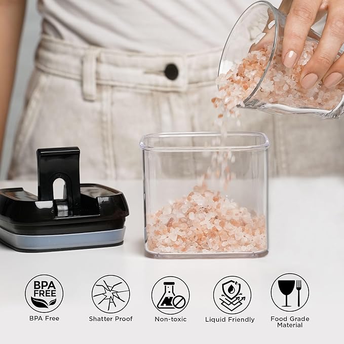 Shazo 9 PC Airtight Food Storage Containers - BPA Free Clear Plastic Snack & Spice Containers with Easy Lock Lids - Kitchen and Pantry Organization for Herbs, Coffee, Tea - 0.5L / 2.1 Cups