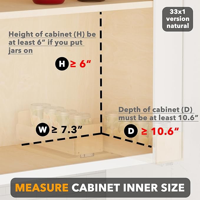 SpaceAid Bamboo Pull Out Spice Rack Organizer for Cabinet, Heavy Duty Slide Out Seasoning Kitchen Pantry Sliding Vertical Organization, 7.3" Wide, 2 Drawers(3" Wide), 1-Tier, Natural