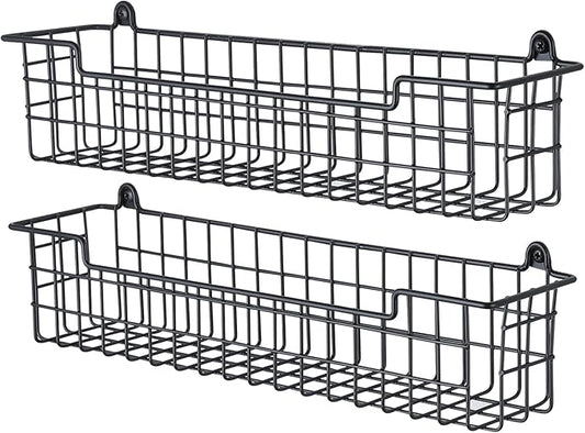 Spice Rack Organizer Wall Mount, Spice Organization Storage Shelf for Cabinet Door, 2 Packs Wall Spice Rack Saving Space for Kitchen, Black