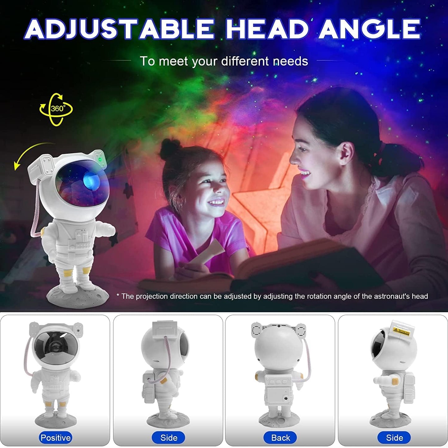 SFOUR Astronaut Galaxy Projector Night Light，Lights for Bedroom,Kids Room Decor Aesthetic, Adjustable Head Angle,Gift for Kids Adults Home Party Ceiling Decor，Christmas Gift