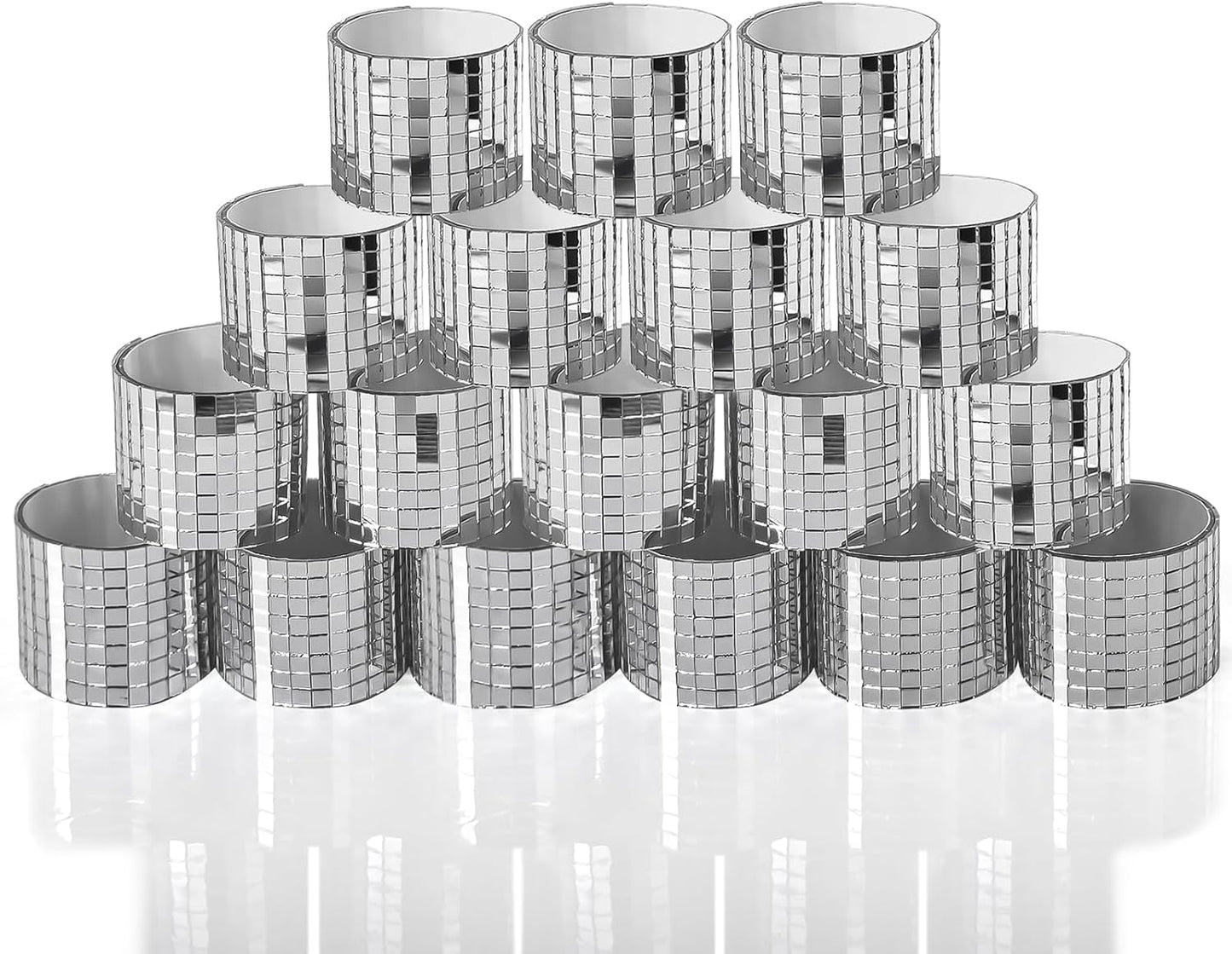 Art3dwallpanels 18 Pack Self-Adhesive Glass Mirror Mosaic Tiles 7092 Pieces Small Square Mirror Tiles Sticker for DIY Craft Decoration, Disco Ball Silver