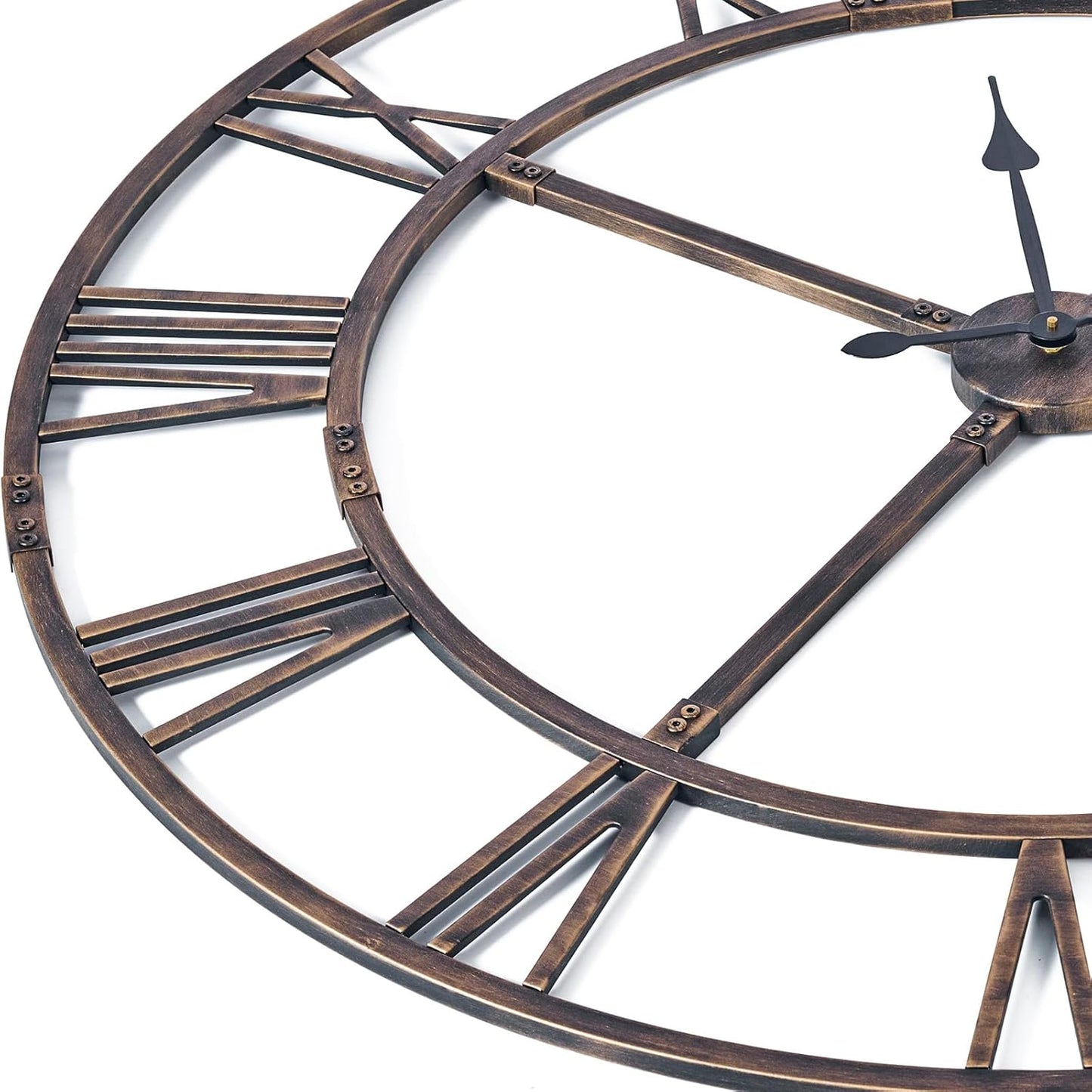Large Wall Clock for Living Room Decor – 48 Inch Silent Non-Ticking Modern Farmhouse Wall Clock, Oversized Decorative Metal Roman Numeral Clock, Bronze