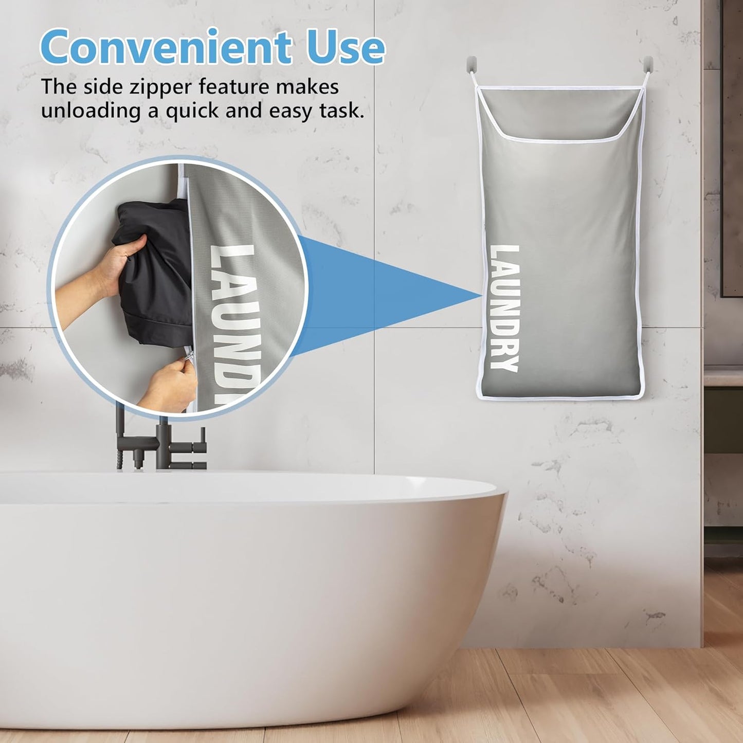 Hanging Laundry Hamper Bag XL 40x22", Space Saving over the Door Storage Bags, Behind the Door Hampers for Dirty Clothes & Wall Mounted Basket for Bathroom, Organizer for Small Room Spaces RV