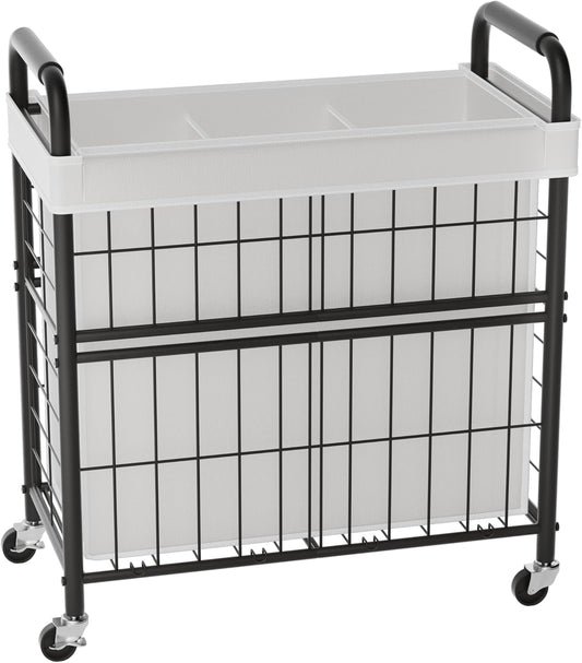 Laundry Hamper 3 Section, 145L Rolling Laundry Sorter Basket with Wheels, 3 Compartment Clothes Organizer Cart, Pull-Out Removable Bags for Laundry Room, Bathroom, Bedroom, White