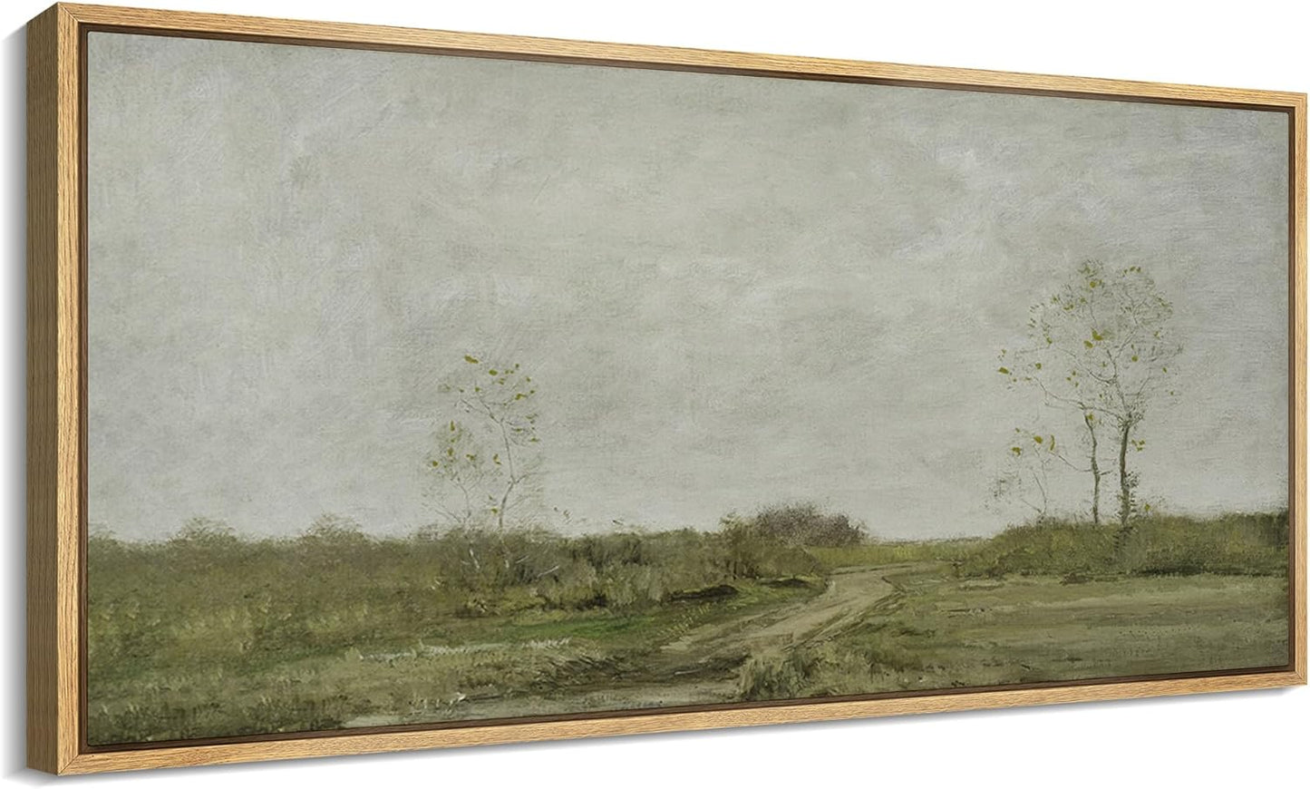 MUDECOR Extra Large Framed Canvas Print Wall Art Soft Pastoral Landscape Wall Art with Trees Antique Retro Fine Art Illustrations Decorative Colorful for Bedroom - 60"x30"