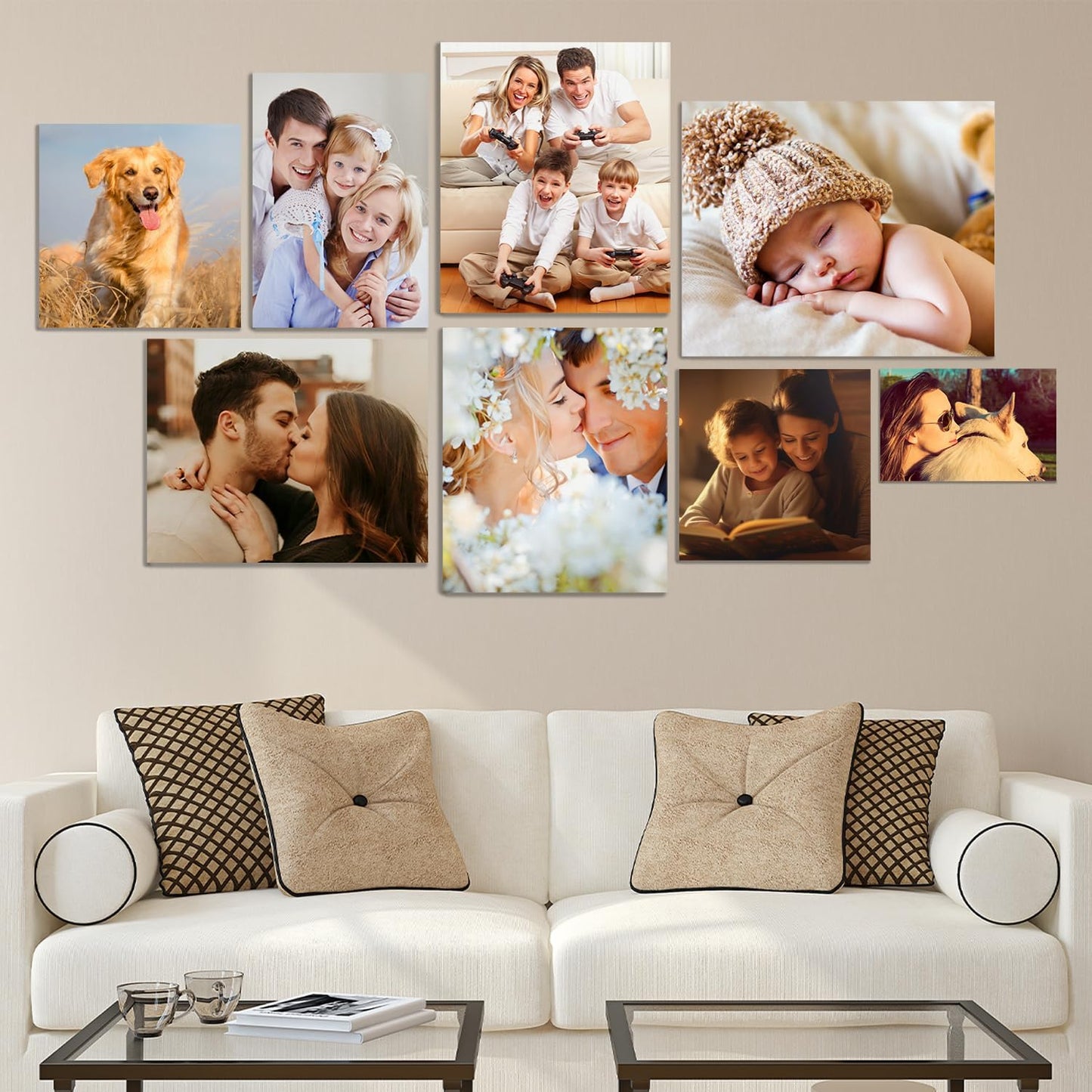 YUNART Ship Next Day - Custom Canvas Prints with Your Photos, Personalized Canvas with Pictures Print for Wall Art Bedroom, Customized Photo Gifts for Couple Men Women Mom Baby Dog Family - 16"x16"