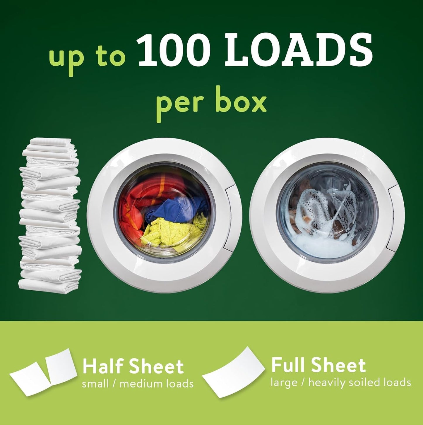 Biokleen Laundry Detergent Sheets - Dye & Fragrance Free, Hypoallergenic, Enzymatic Cleaner, Stain Remover, Bio Active Formula, No Plastic Jug, Unscented, 100 Loads