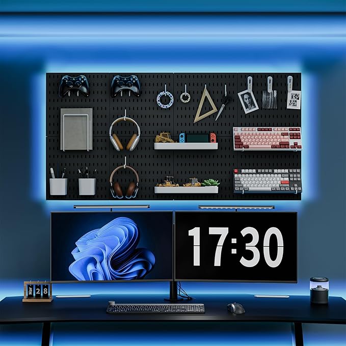 Pegboard Combination Kit, 25.2" x 50.4" Wall Mounted Storage Set with 8 Pegboards & 40 Accessories Hanging, Peg Boards Organizer