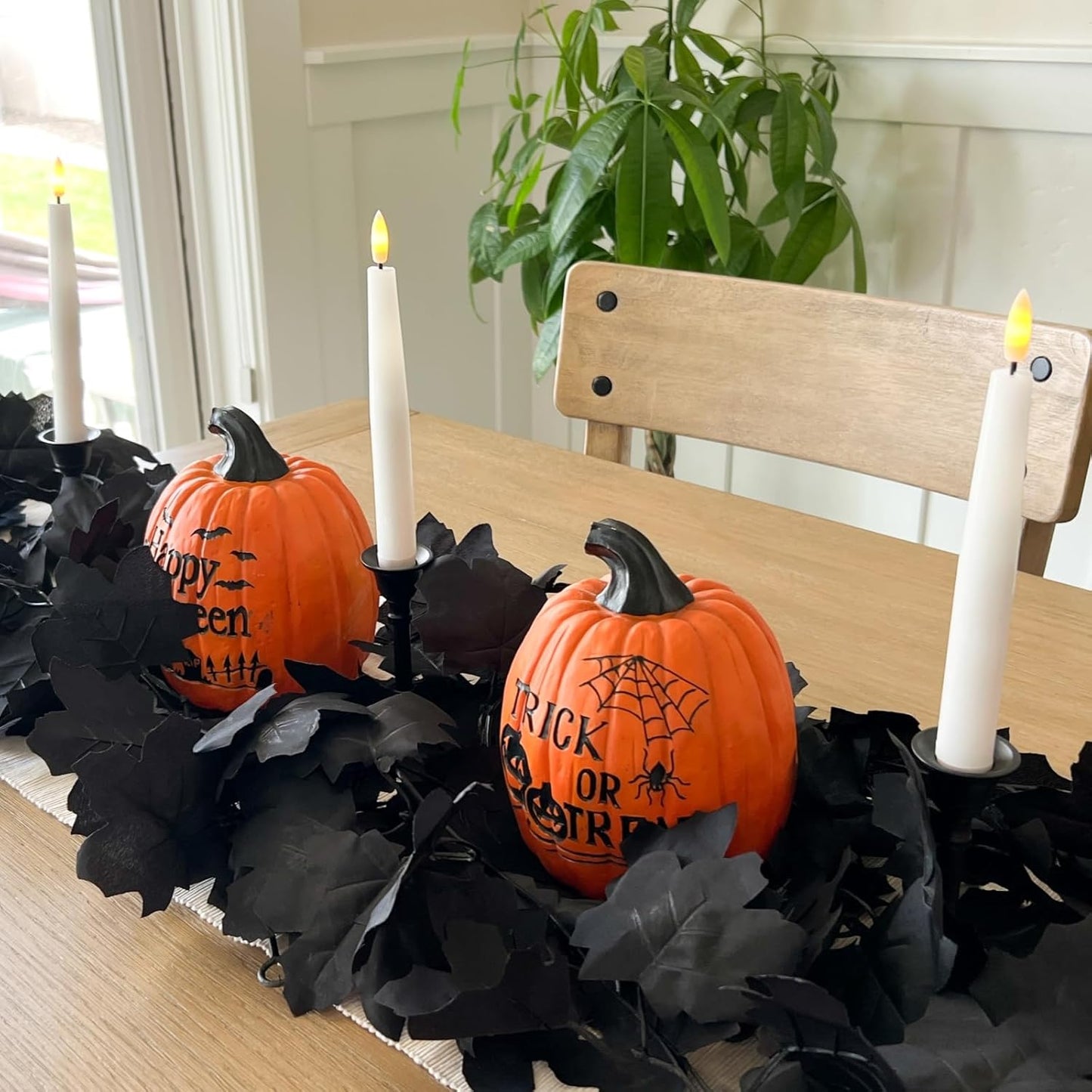 CQURE 7 Pack Black Fall Leaf Garland, Total 41.3Ft Halloween Garland Hanging Vines Artificial Fall Maple Leaves Thanksgiving Decor for Home Wedding Fireplace Christmas