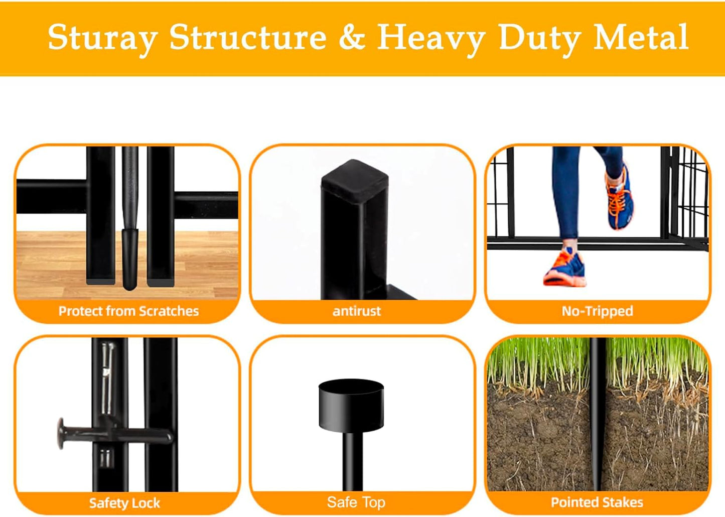 36 in(H) Garden Fence, Wide Gate Low Threshold, 10 Panels Total 22.1 Ft(L) Heavy Duty Iron Animal Barrier Fence for Yard,Suitable for Indoor Or Outdoor Dog Fencing,Garden Border Fence