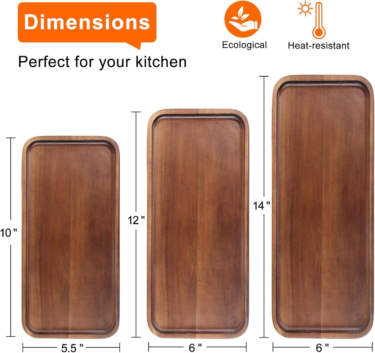 Wooden Serving Platters Acacia Long Charcuterie Boards Rectangle Wood Tray Home Decor Serving Cheese Board Appetizer Snack Plates Kitchen Dinner Platter for Food Dish Rectangular Cake Dessert Trays