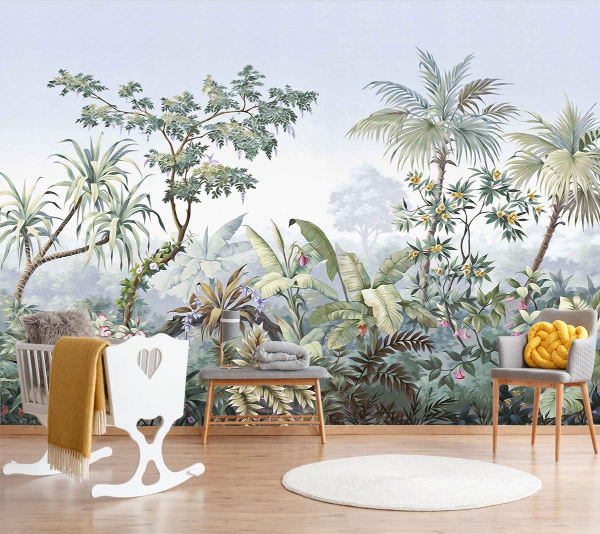 Tropical Banana Leaf Wallpaper Green Plant Wall Murals for Bedroom Living Room (not self-Adhesive)