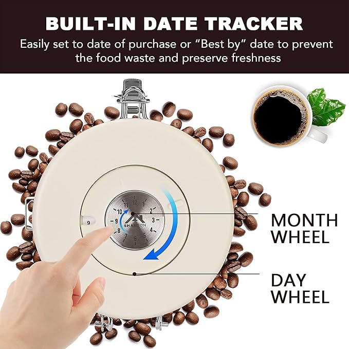 ShanSon Coffee Canister Airtight Coffee Container Stainless Steel Coffee Bean Storage Container with Scoop Coffee Canister for Beans Grounds Sugar Flour Tea Cereal,22OZ, Beige