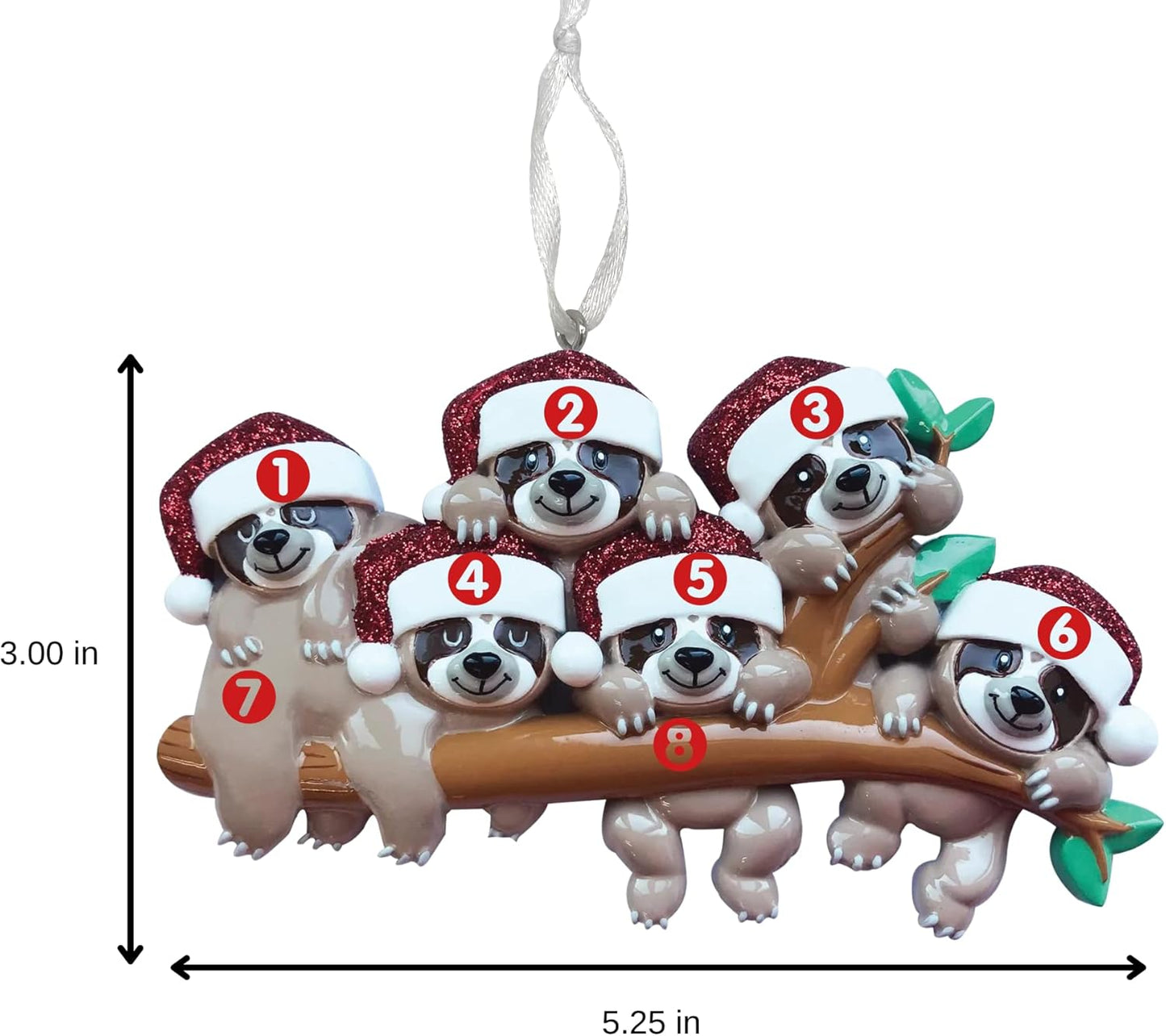 2025 Family Christmas Ornament – Personalized Ornament for Families – Custom Sloth Family Ornament – Holiday Tree Decoration Keepsake Gift (Family of 6)
