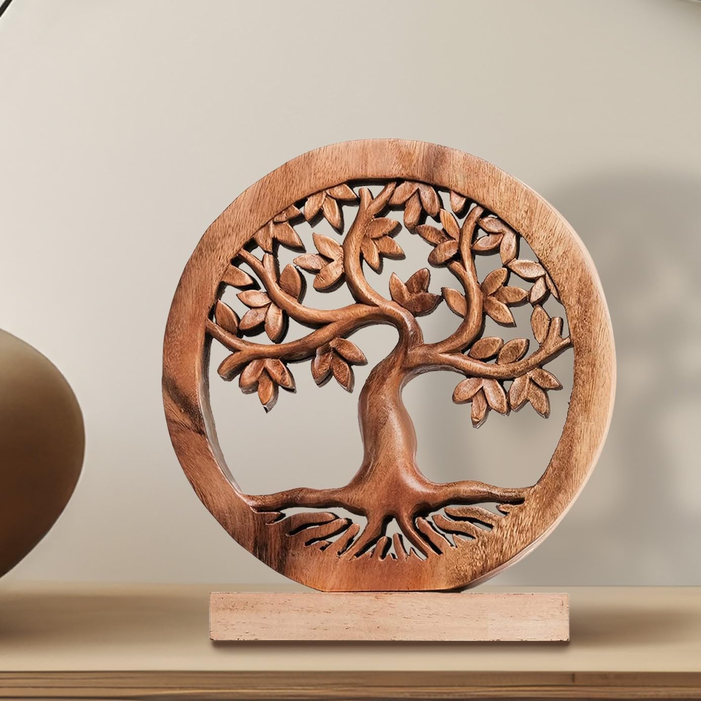 Decozen Solid Wood Tree of Life Sculpture - Home Decor, Living Room, Boho, Shelf, Coffee Table, Centerpiece Table Decorations, Mantle, Dining Table Centerpiece, Bathroom Shelf, Entryway, Farmhouse