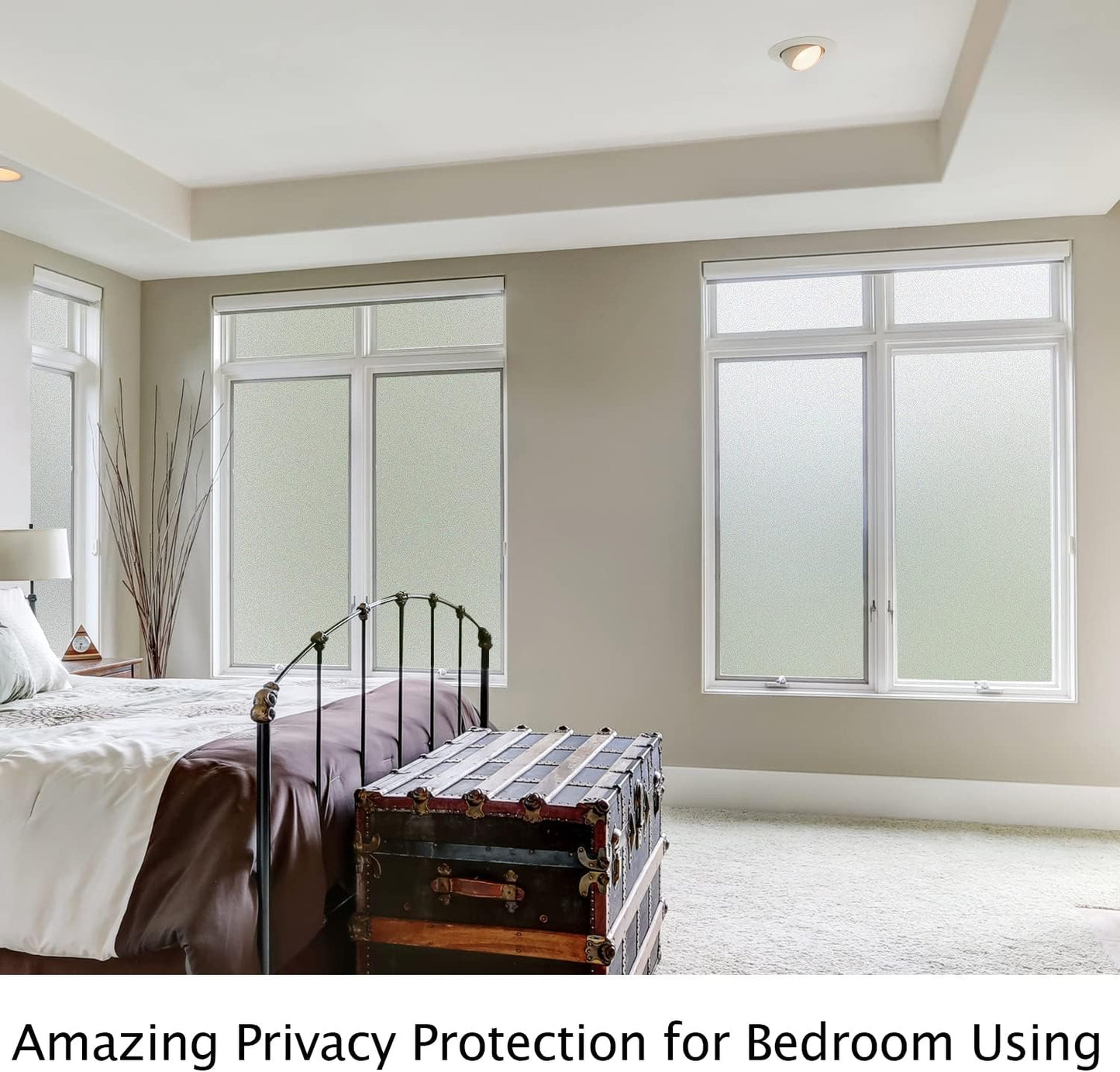 HIDBEA Frosted Window Privacy Film Heat Control UV Blocking, Static Cling Non-Adhesive Reusable Door coverings for Bathroom Home Office (White Frosted 23.6 Inch x 13.1 Feet)