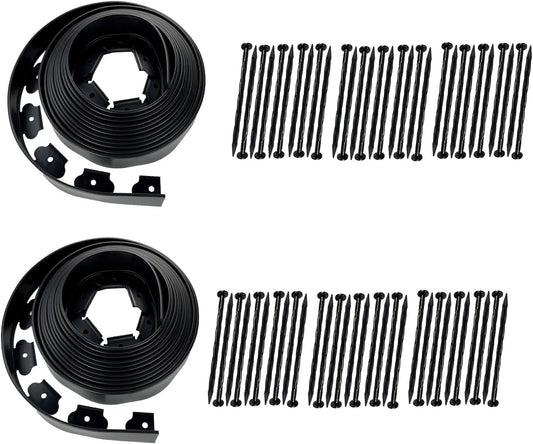 Hugeleaf Landscape Edging 2 Inch Tall 60 Feet Garden Edging Border with 60pcs Stakes, Plastic Edging for Landscaping,Lawn,Flower Beds, Paver Edging (Black)