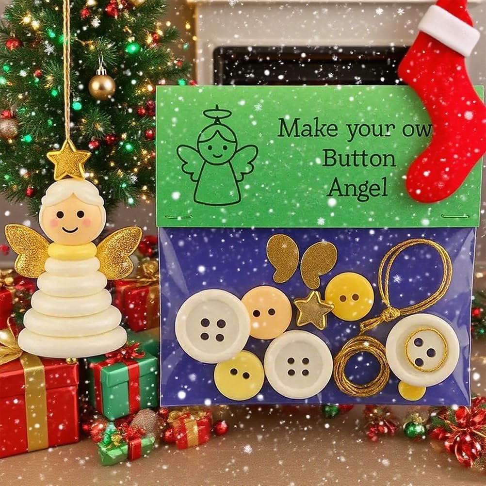 DIY Christmas Button Ornament Making Set - Snowman/Santa/Angel, Fun Holiday Craft Kit for All Ages, Ideal Xmas Tree Hanging Decor & Festive Gifts (D12)
