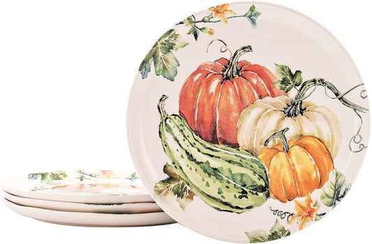Bico Pumpkin Feast Dinner Plates Set of 4, 11 Inch Large Ceramic Plates for Pasta, Steak, Stylish Serving Dishes, Microwave and Dishwasher Safe, Gift for Housewarming and Thanksgiving