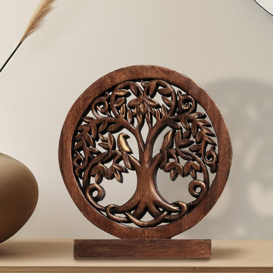 Decozen Solid Wood Tree of Life Sculpture - Home Decor, Living Room, Boho, Shelf, Coffee Table, Centerpiece Table Decorations, Mantle, Dining Table Centerpiece, Bathroom Shelf, Entryway, Farmhouse