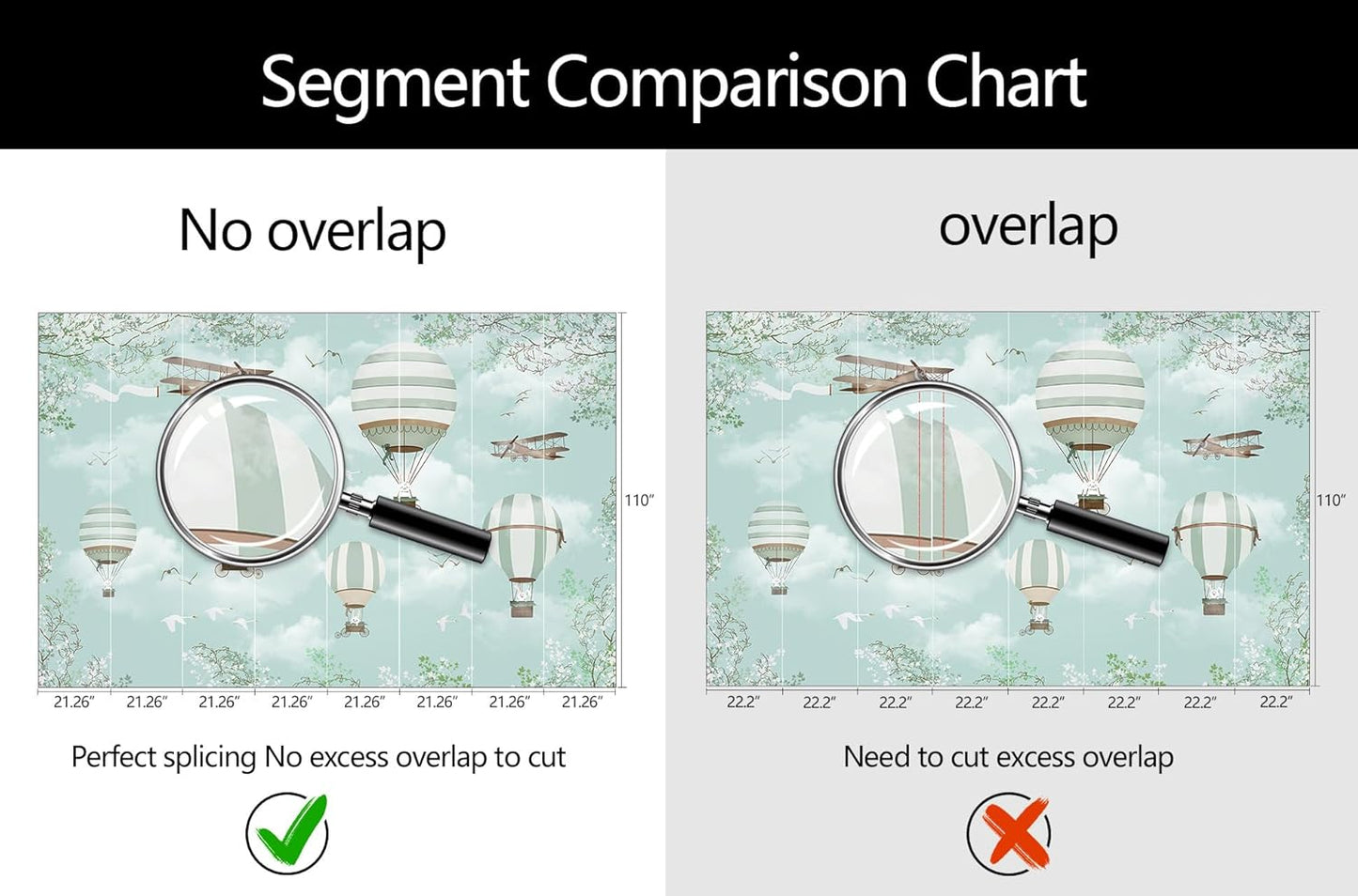 WFBHUA-Hot Air Balloon Wallpaper Mural Cute Animals Airplanes Blue Wallpaper for Nursery Wall Decoration Boys Bedroom Baby Room Kids Room (Not Peel and Stick)