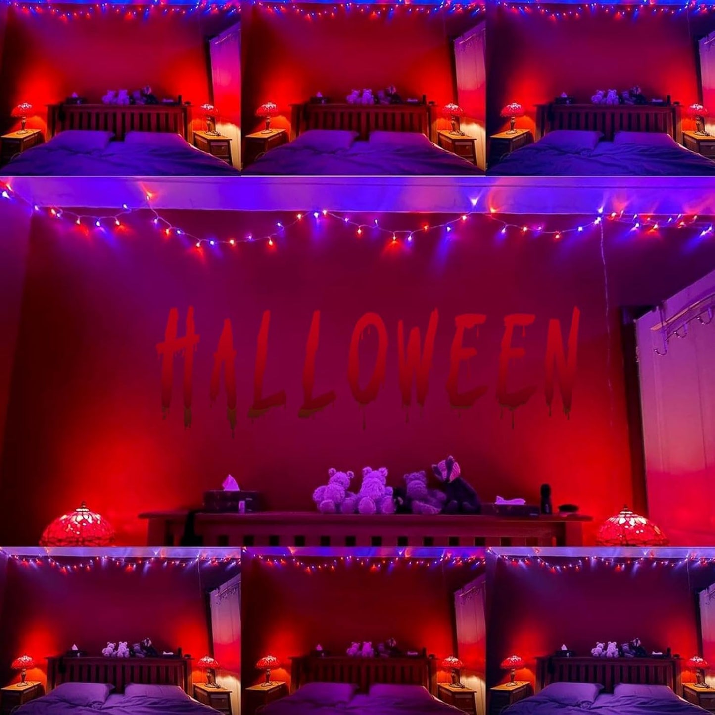 75.8 FT 200 LED Orange and Purple Halloween Tree Lights Indoor Outdoor, Extendable Halloween Led String Lights with Memory Function & Timer & 8 Modes, Waterproof Twinkle Light for Horror Party Decor