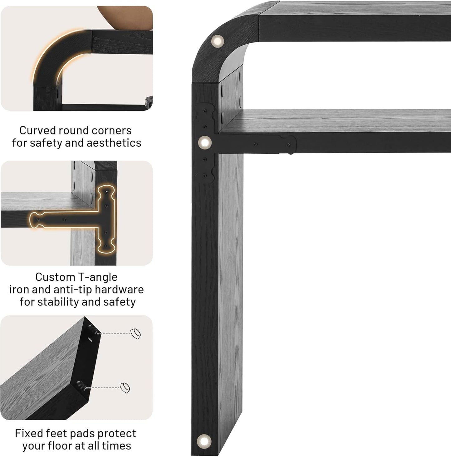BECHAEO 59-Inch Long Console Table, 2-Tier Thickened Narrow Entryway Table, Farmhouse Console Tables Behind Couch, Retro Industrial Hallway Accent Tables for Living Room, Entrance