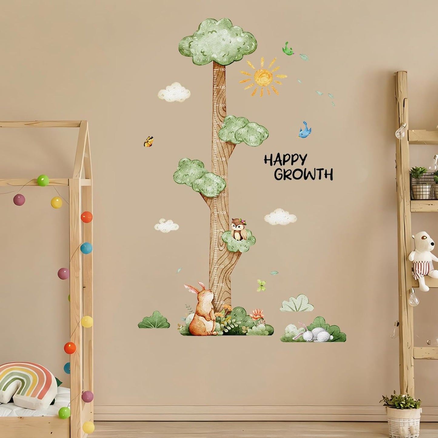 3D Cartoon Height Chart for Kids, DIY Growth Stickers, Removable Height Wall Chart for Kids Nursery, Bedroom, Bathroom