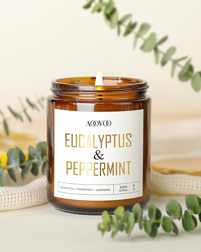 AOOVOO Eucalyptus/Vanilla/Lilac/Lavender Candles - 36 oz Scented Candles, Aromatherapy Candle, Soy Candle for Home Scented