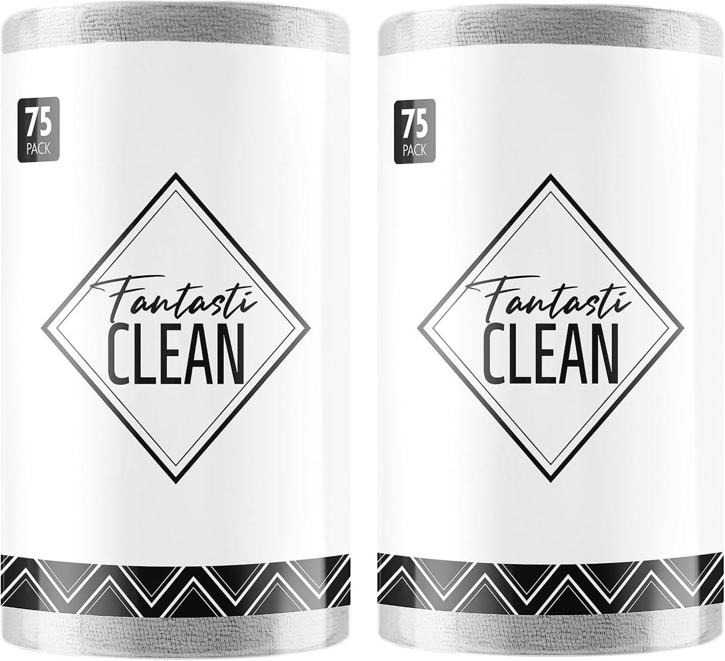 Fantasticlean Microfiber Cleaning Cloth Roll -150 Sheets, Tear Away Microfiber Towels, 12" x 12", Reusable Washable, Ultra Absorbent Dish Rags for Car, Home, Garage or Shop (2 Rolls of Grey)
