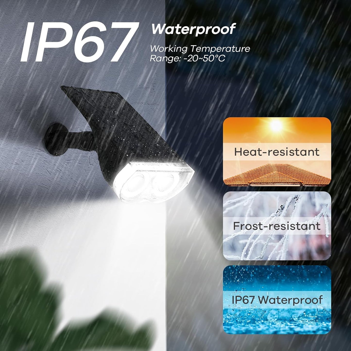 Linkind Solar Lights Outdoor Waterproof IP67, StarRay Dusk-to-Dawn Outdoor Solar Lights, 3 Lighting Modes Solar Spot Lights Outdoor for Garden, Yard, Landscape (Daylight, 4 Pack)