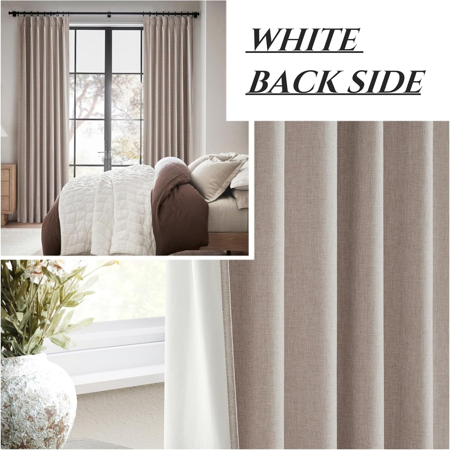 Rustic Country Curtains for Living Room Textured 90 Inch Blackout Curtains Drop Cloth Burlap Window Drapes Farmhouse Boho Linen Oatmeal 2 Panels Pinch Pleated 7-1/2ft Extra Long Heavy Insulated