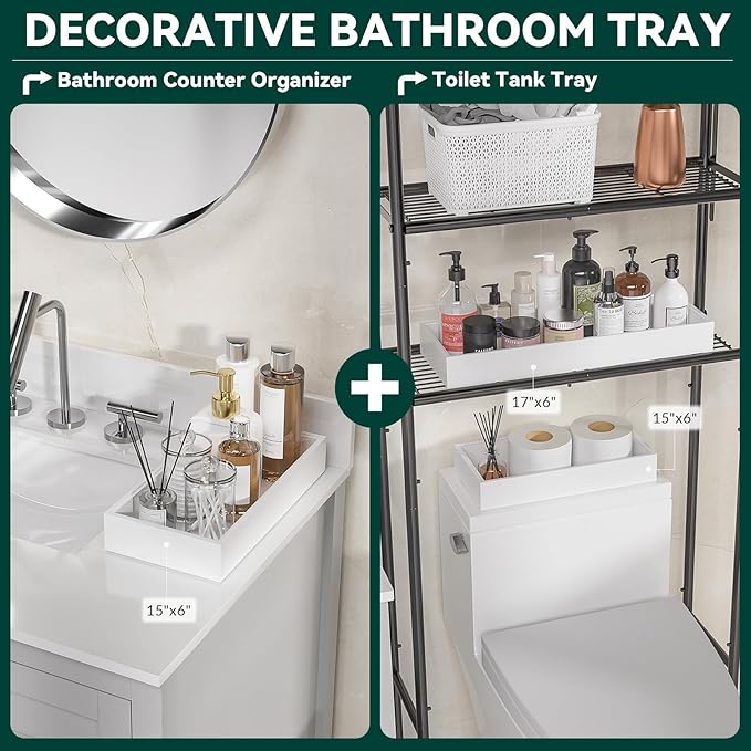 Kitchen Drawer Organizer - 2 Pack, Stackable Bamboo Drawer Organizers, Wooden Storage Box Tray for Cabinet, Pantry, Bathroom Countertop, Multi-use Organization and Storage (White)