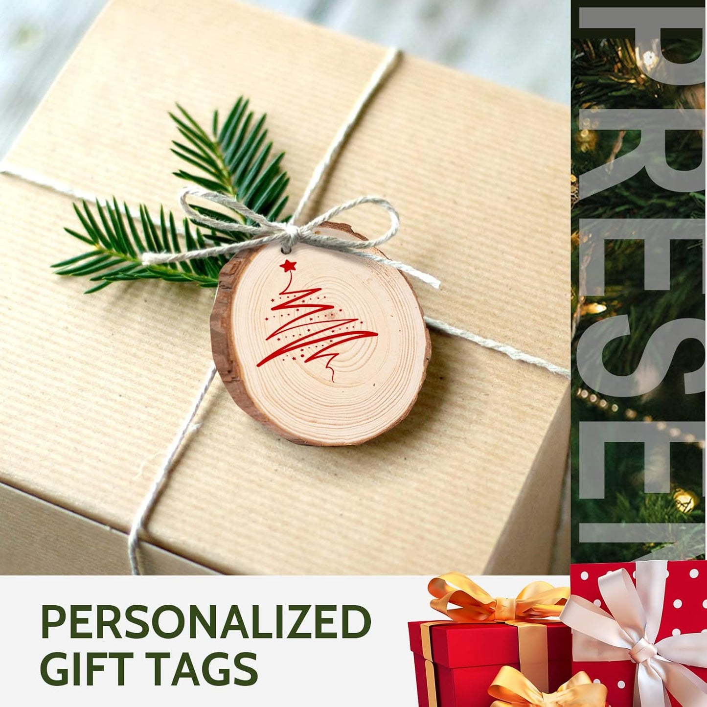 Falling in Art 3.1-4 Inches Natural Wood Slices Set for Crafts - 25Pcs Round Wood Discs with Pre-drilled Hole for DIY Projects, Christmas Ornaments and Wedding Decoration