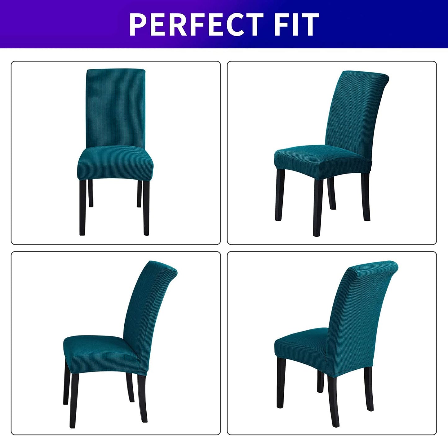 Howhic Stretch Chair Covers for Dining Room Set of 6, Removable Washable Dining Room Chair Covers, Dining Chair Slipcovers Seat Protector, Great Home Decor and Banquet Upholstery (Teal, 6 Pack)
