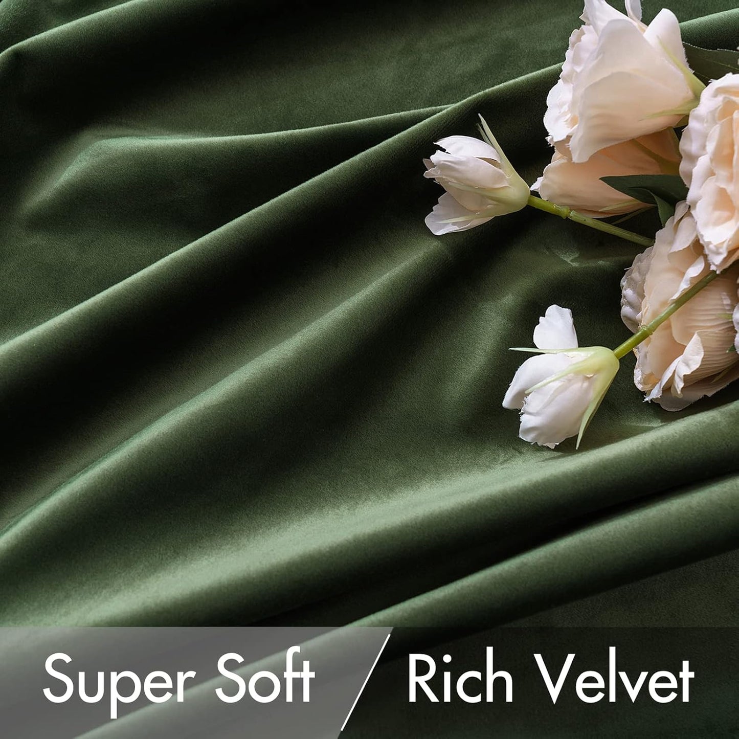 MIULEE Olive Green Velvet Curtains 108 inches 2 Panels - Pinch Pleated Luxury Room Darkening Curtains for Bedroom Living Room Thermal Insulated Super Soft Window Drapes Rod Pocket, W52 x L108 inch