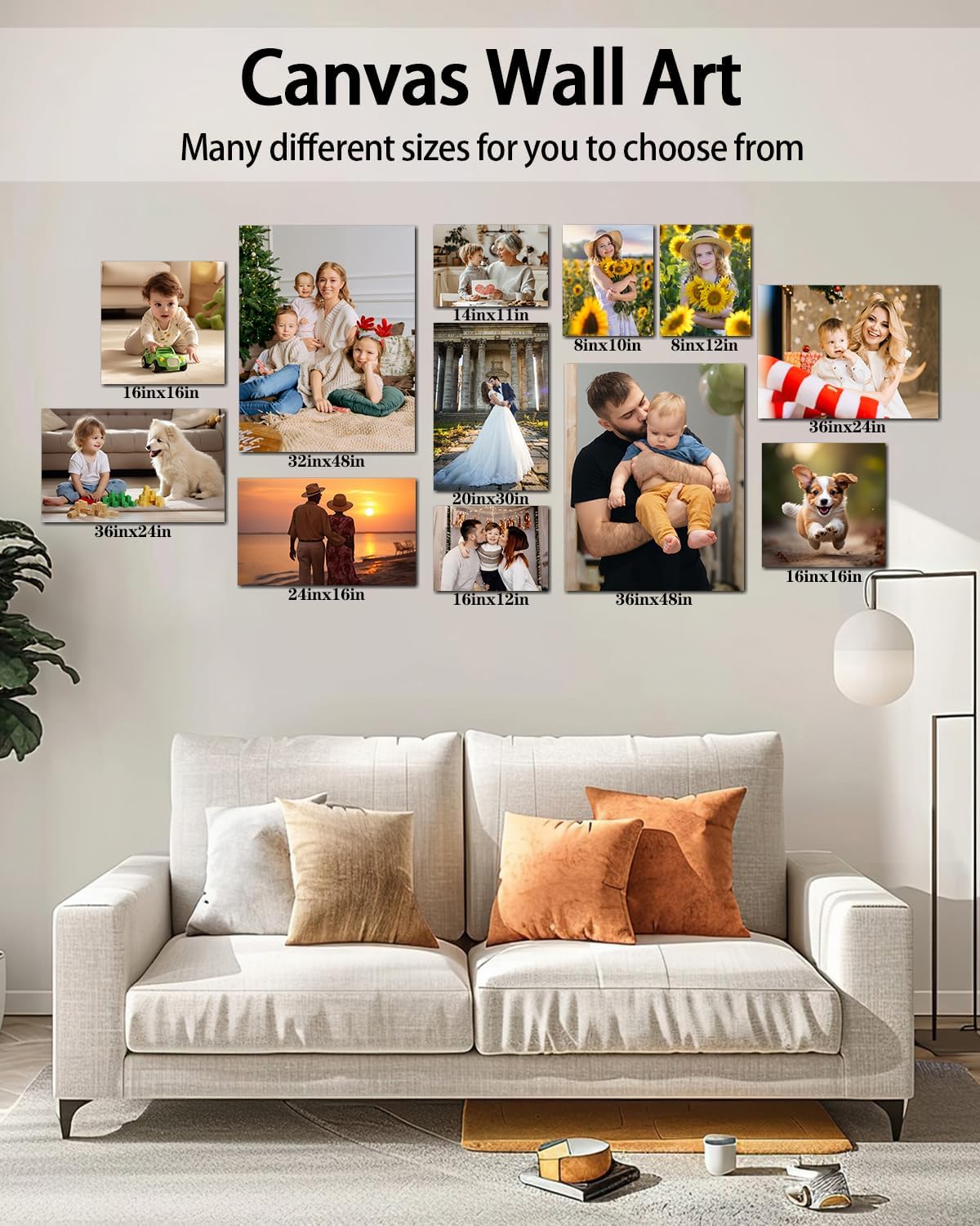 AbcCustomize Canvas Prints with Your Photos, Custom Canvas for Living Room and Bedroom Decor, Personalized gifts for Friends Lover and Family, Canvas Wall Art for Gifts & Keepsakes, Ready to Hang