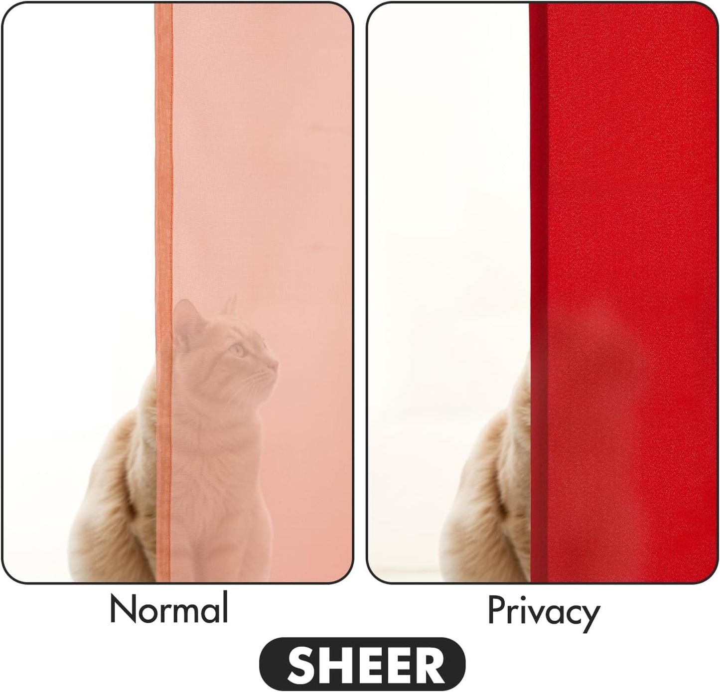 MIULEE Red Privacy Sheer Curtains That Let Light in 84 Inches Long Non-See-Through Semi Sheer Curtain Light Filtering Window Curtains Christmas Drapes for Living Room Bedroom 2 Panels Set 42 X 84