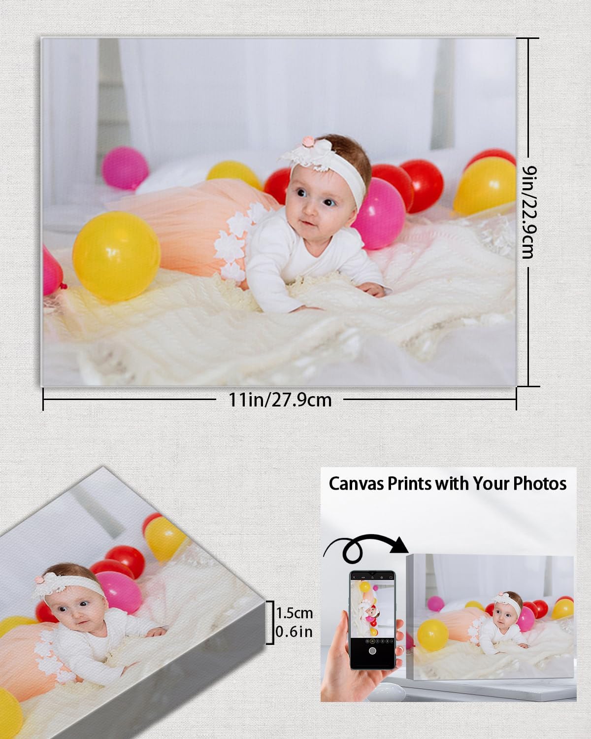 AbcCustomize Canvas Prints with Your Photos, Custom Canvas for Living Room and Bedroom Decor, Personalized gifts for Friends Lover and Family, Canvas Wall Art for Gifts & Keepsakes, Ready to Hang