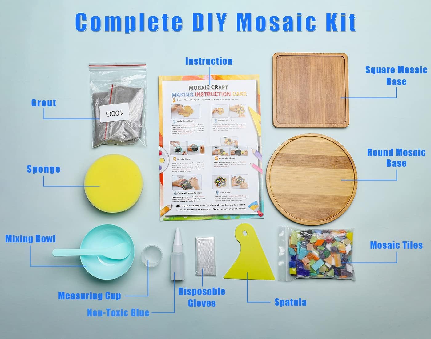 Lanyani 2 Sets of DIY Mosaic Craft Kits Mosaic Tiles Coaster Kit Make Your Own Mosaic Project Handmade Craft Set with Stained Glass Mosaic Tile Pieces for Decoration and Gift