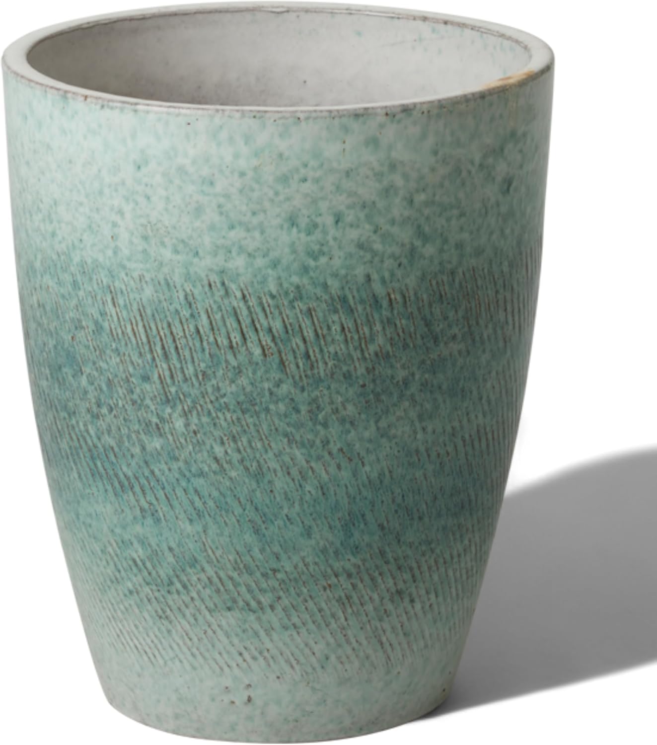 Emissary Home and Garden Bullet 11.5 in. Coastal Splash Ceramic Round Planter (11.5 in. L x 11.5 in. W x 14 in. H) with Drainage Hole