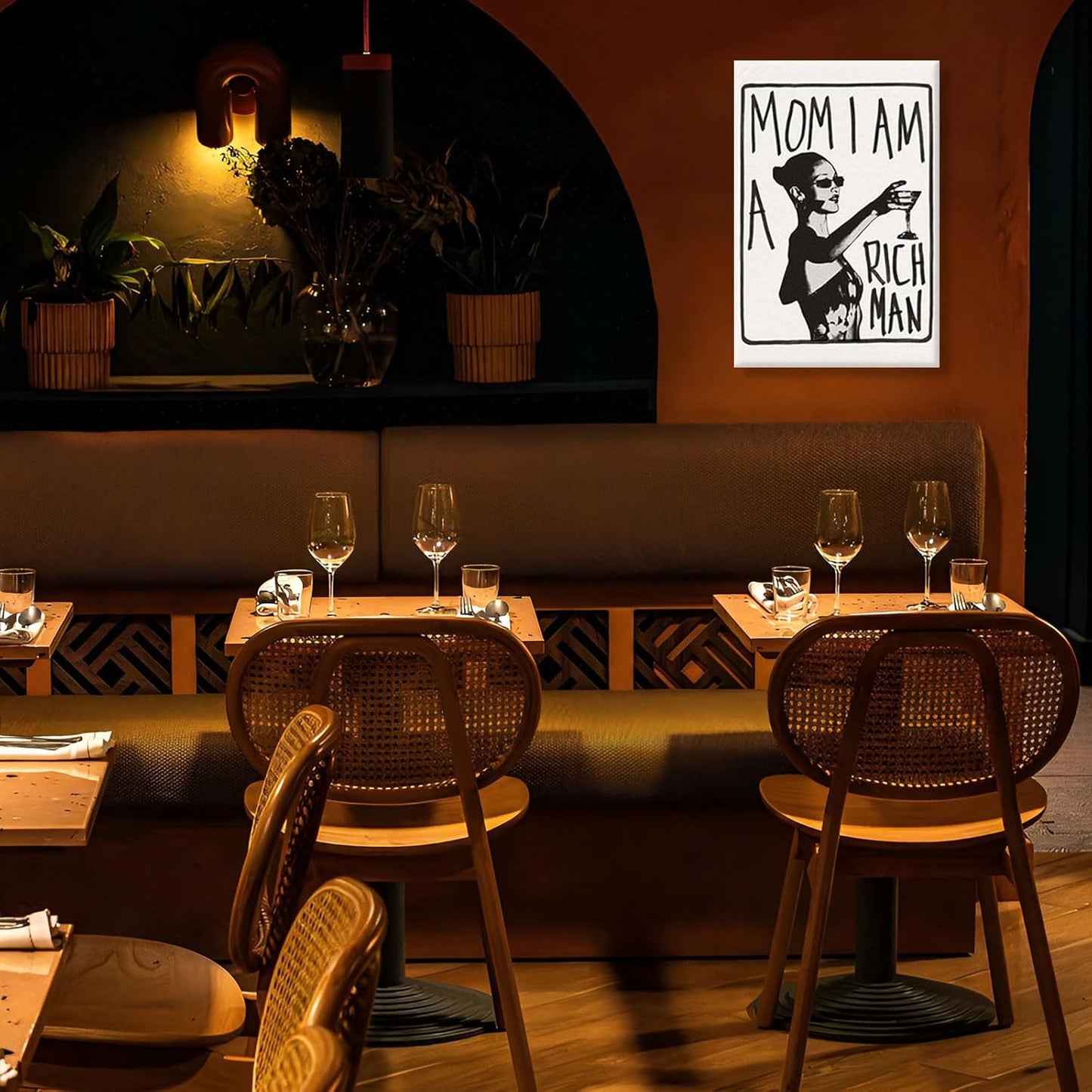 Mom I Am A Rich Man Aesthetic Retro Music Goblet Poster Feminist canvas Wall Art Vintage Bar Cart Wall Decor Preppy Dorm Decor Unique Wall Art prints painting 24x36in Framed