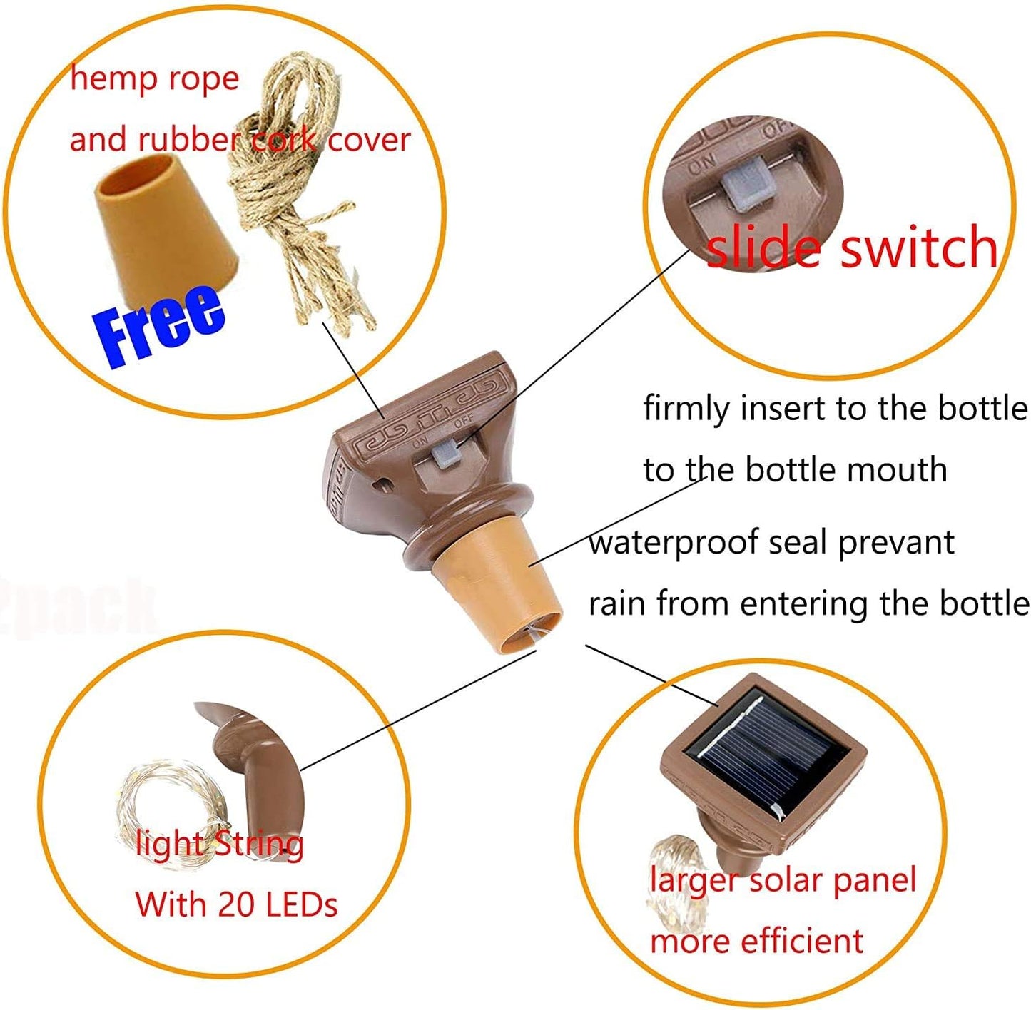 YJFWAL Upgraded 12 Pack Solar Wine Bottle Lights, 20 LEDs Waterproof Copper Light, Bottle Light Fairy Cork String Lights for Yard Patio Decor, DIY Birthday Gift for Mom Grandma Girlfriend(3 Colors)
