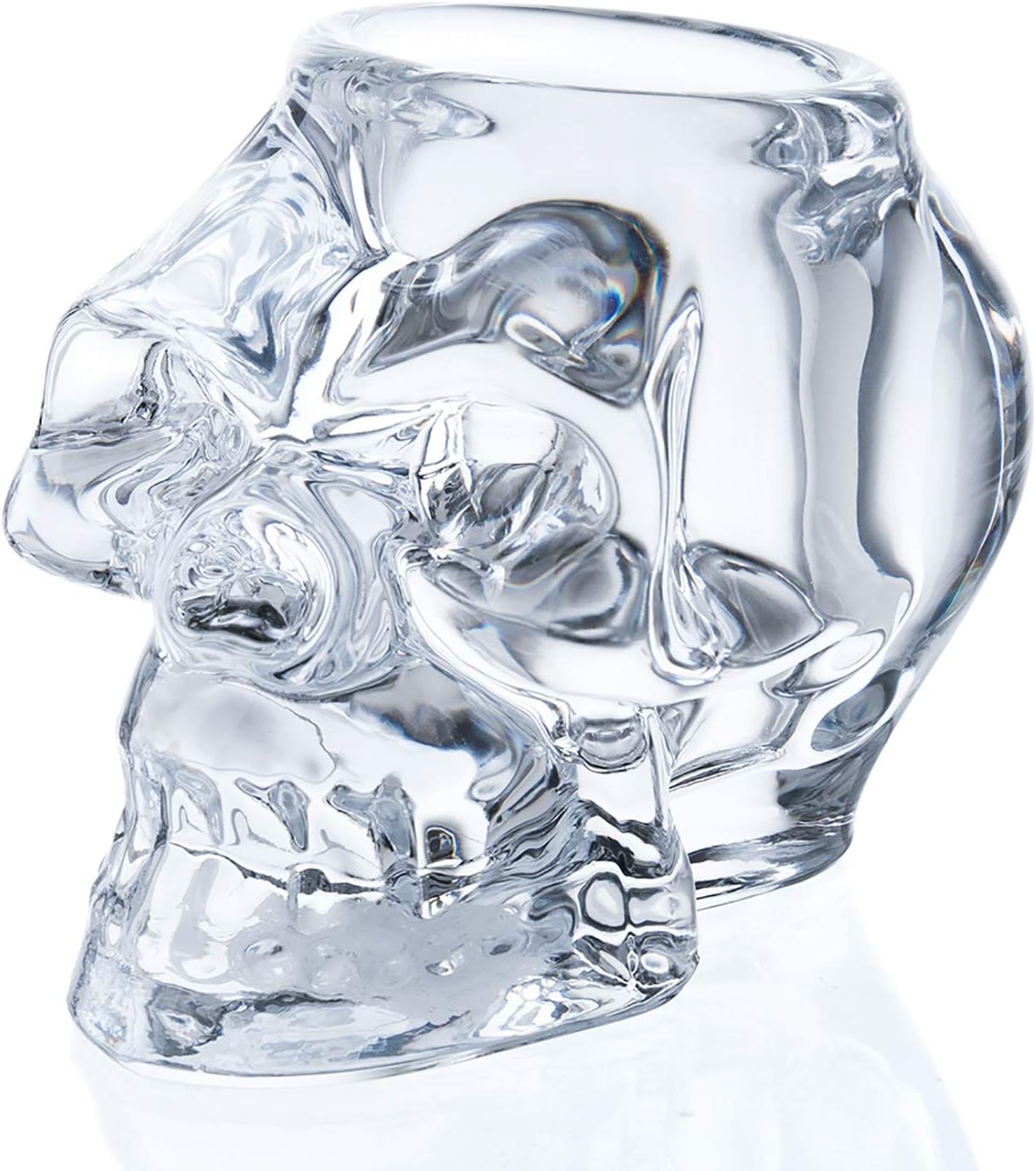 Diamond Star Glass Candle Holder Skull Halloween Tealight Candle Holder Decorative Votive Candle Holders for Home Party (clear)