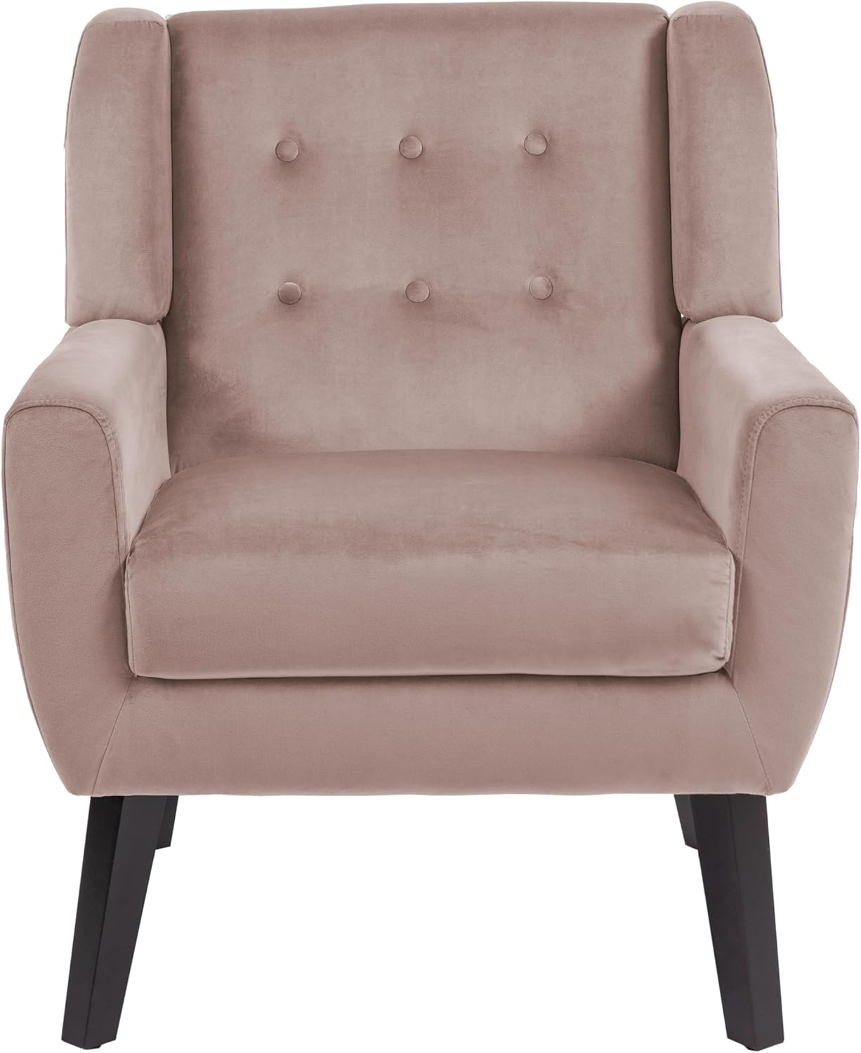 UIXE Accent Chair, Velvet Upholstered Armchair for Living Room, Modern Club Arm Chairs Comfy Single Sofa Button Tufted Bedroom Reading Seat - Skin Pink, Set of 1