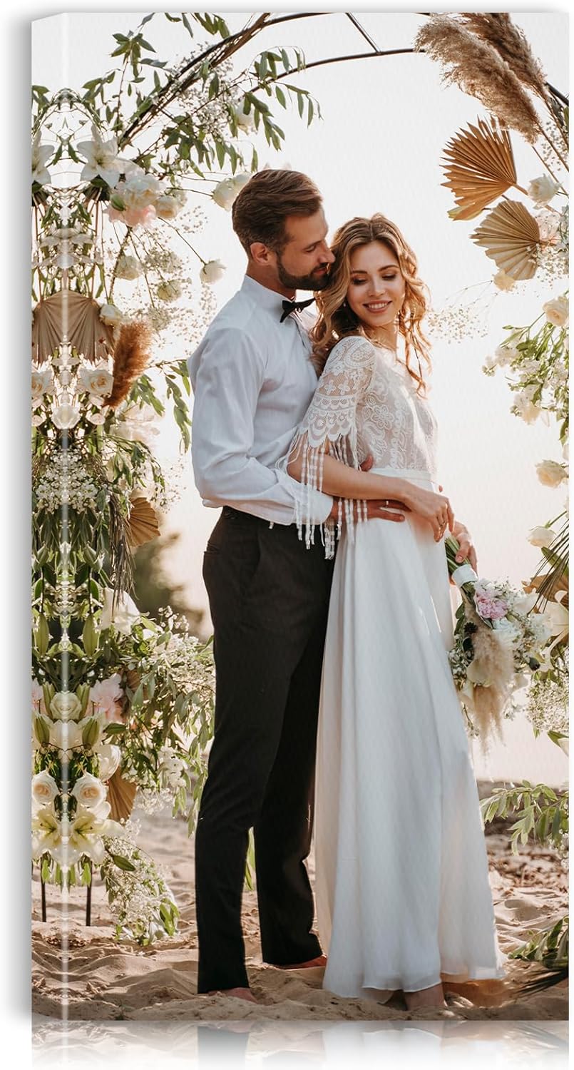 Custom Canvas Prints with Your Photos - Personalized Pictures Print, Customized Photo Gifts, Wall Art Poster Canvas Printing for Wedding, Family, Baby, Pets, Home Office Decor, Wrapped Frame 24x48