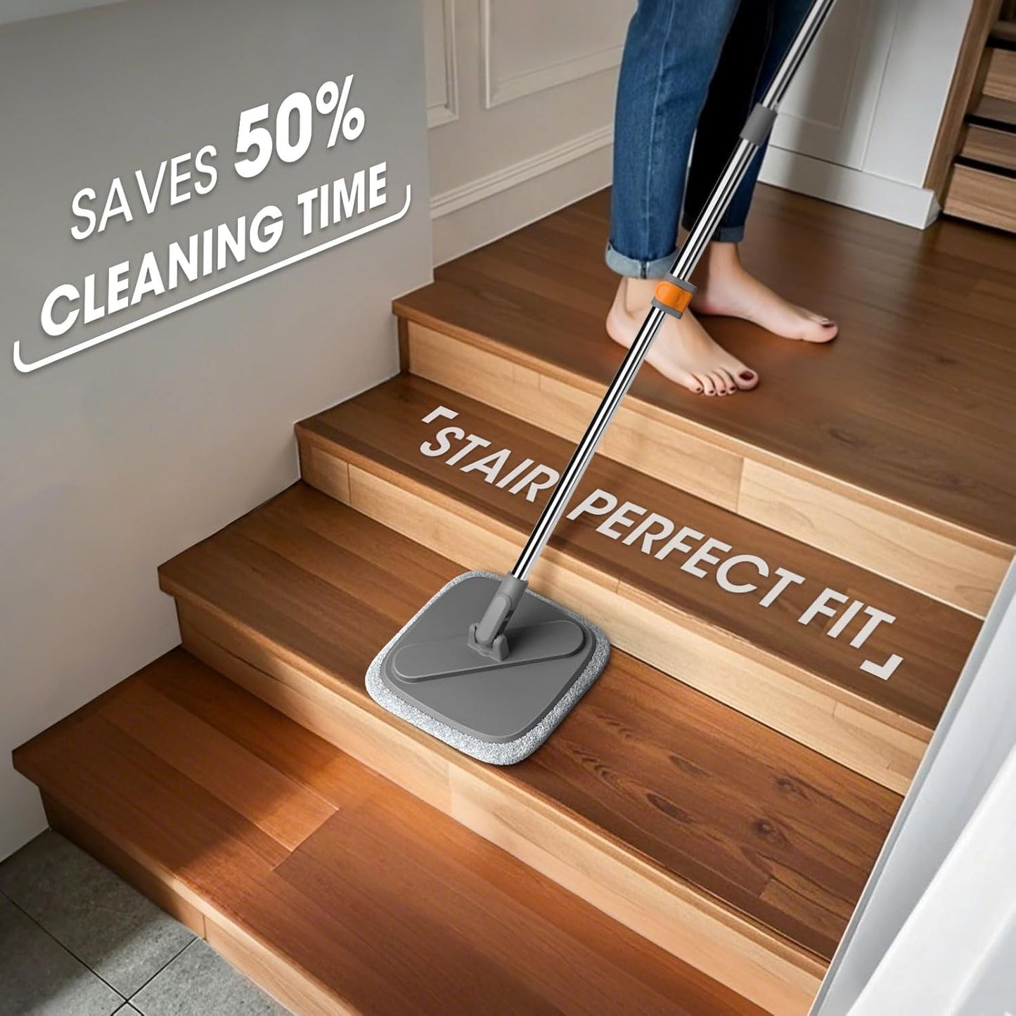 Mop and Bucket, Spin Mop with Separate Dirty Water System, Deep-Cleaning Mops for Floors, Versatile Mops for Walls